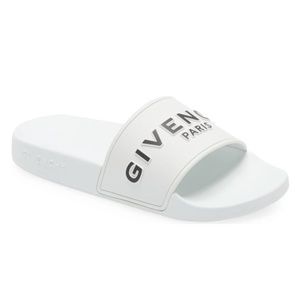 NIB $295 Givenchy Logo Slide Sandal in 7US / 37EU, WHITE!